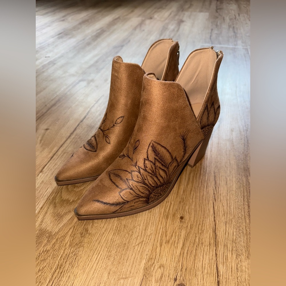 Custom Hand Burned Ankle Boots